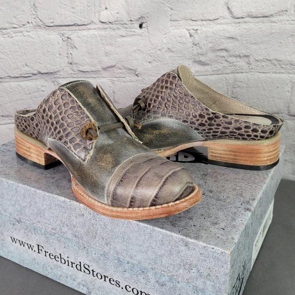 FREEBIRD Malena Alligator Emboassed Mules